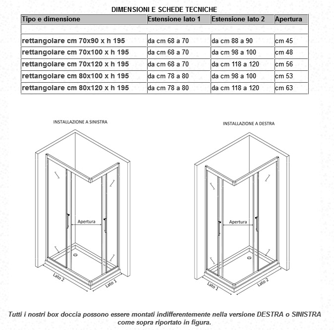 Cabina Doccia Rettangolare Dimensioni.Box Shower 6 Mm Angular Rectangular 70x90 70x100 70x120 80x100 80x120 Ebay