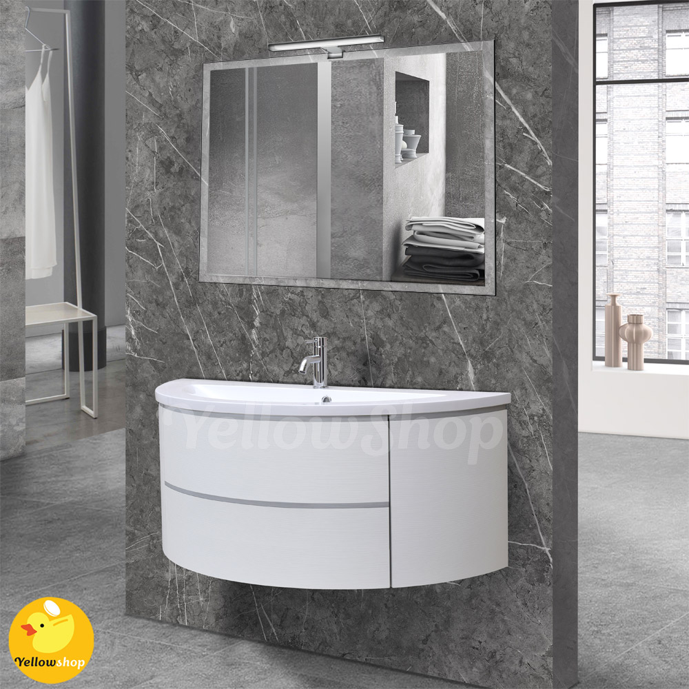 MOBILE BAGNO CURVO SOSPESO CM 120 CON LAVABO E SPECCHIO ...